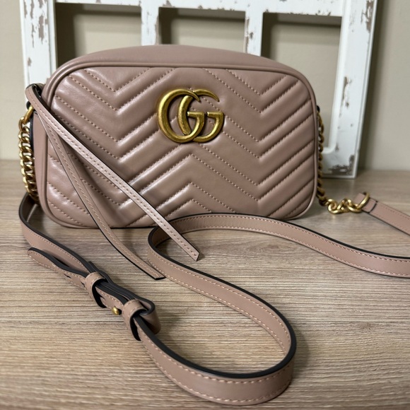 Gucci Rose Beige Crossbody GG Marmont Shoulder Bag excellent - OG owner. - Picture 1 of 11